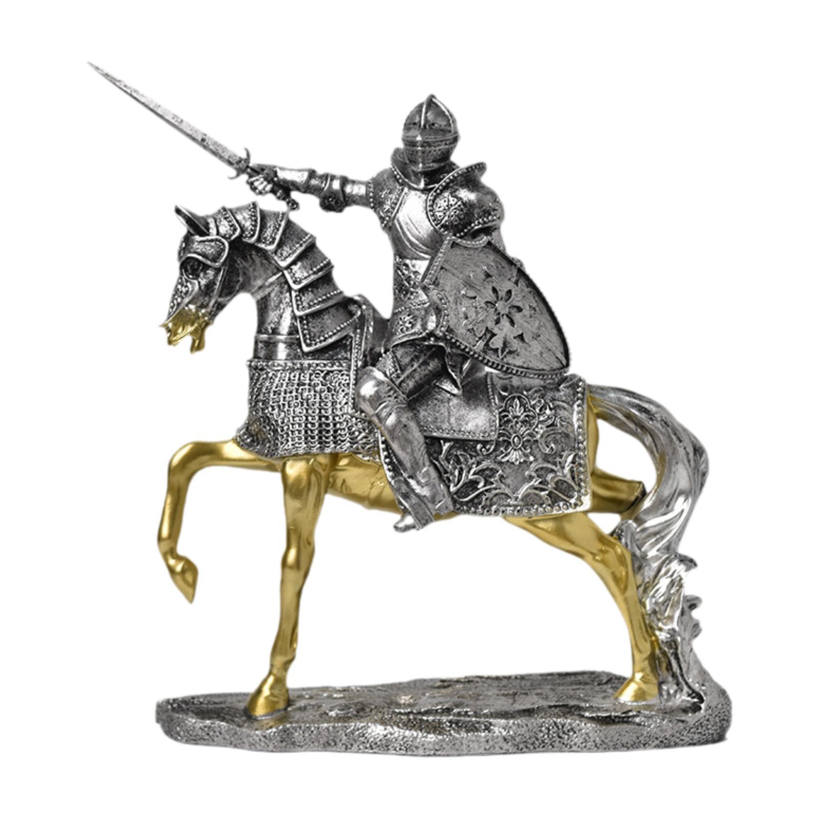 Resin Art Table Top - Knight Horse Statue Retro Vintage Collectible