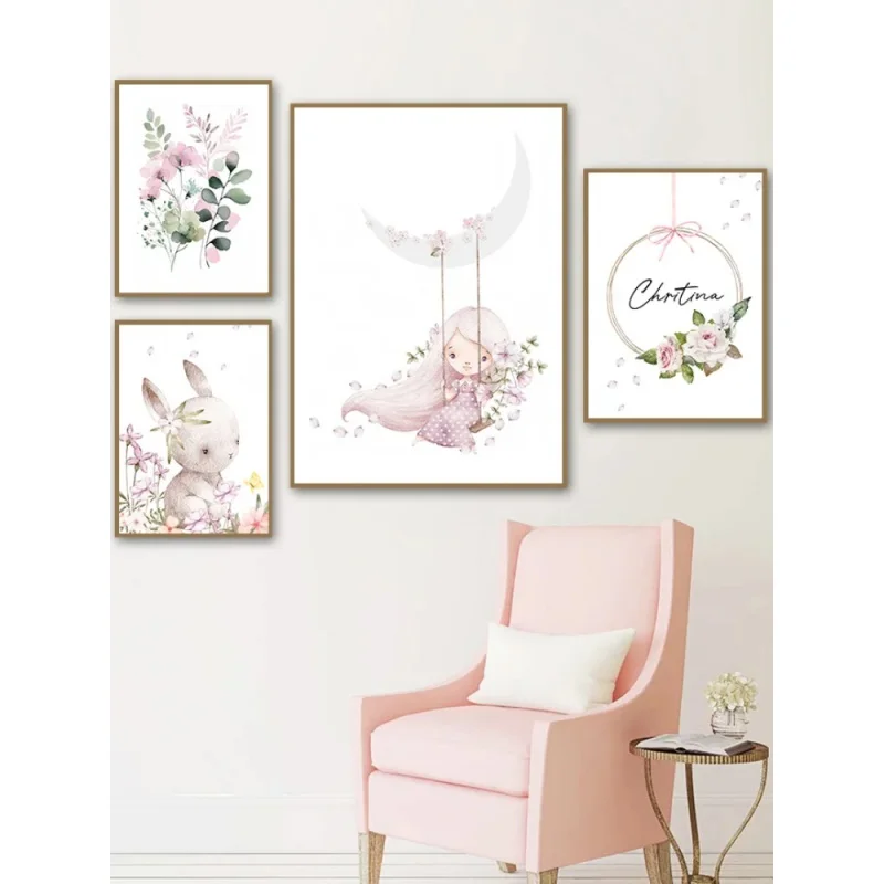 Resin Art Home Decor - Nordic Cartoon Aesthetics Wall Art Pink