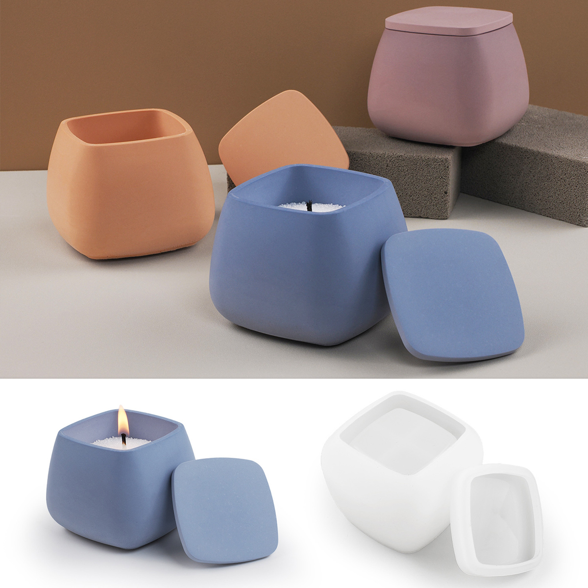 Resin Art Case - Square Candle Jar Silicone Mold DIY