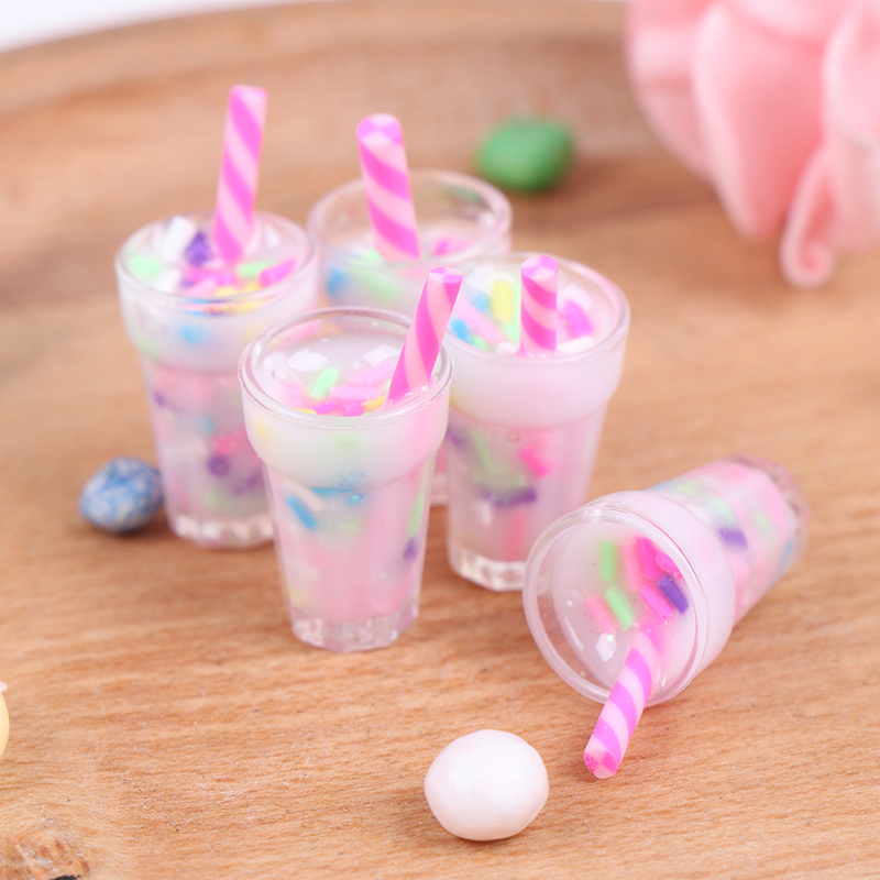 Resin Art Kitchen - 5Pcs 1:12 Dollhouse Miniature Cream Drinks