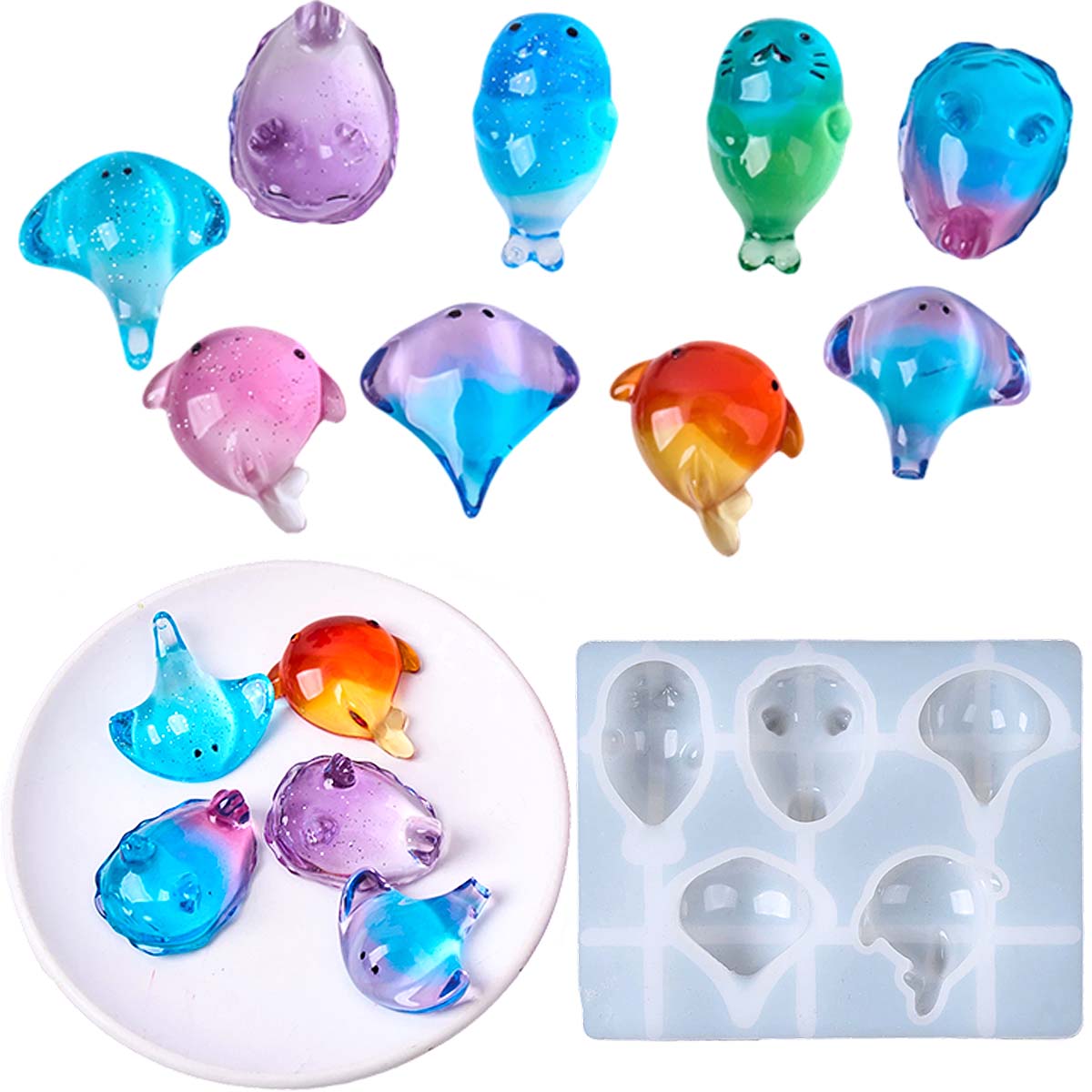 Silicone Mold Ocean - 3D Healing Kawaii Manta Ray Whale