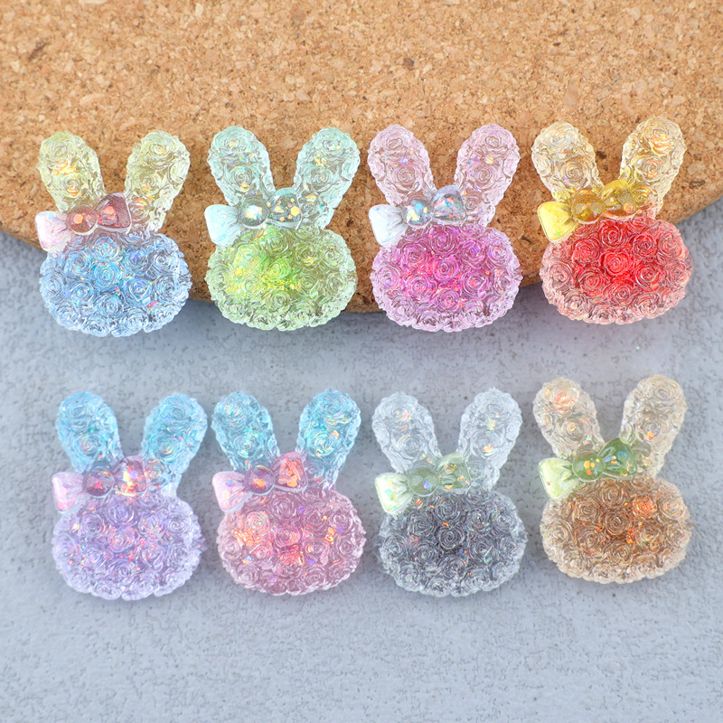 Resin Art Phone Case - 5PCS 18*25mm Luminous Gradient Rabbit Resin