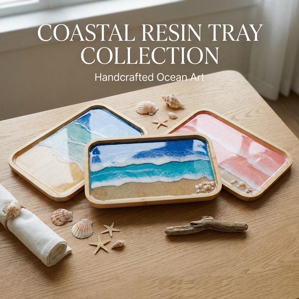 Resin Art Kitchen - Epoxy Resin Ocean Art Decorative Tray