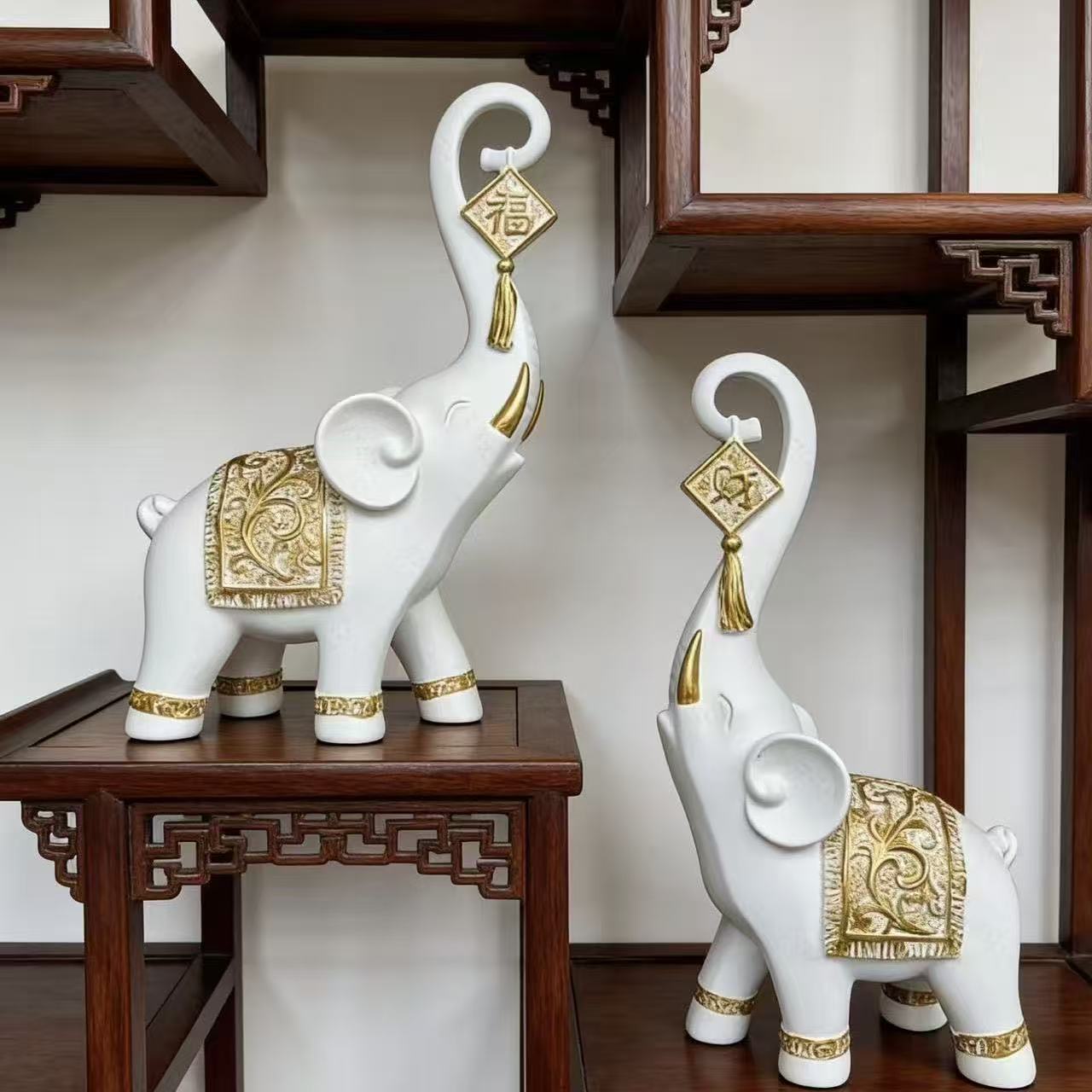 Resin Art Gift For Anniversary - One Pair Chinese Style Lucky Wealth