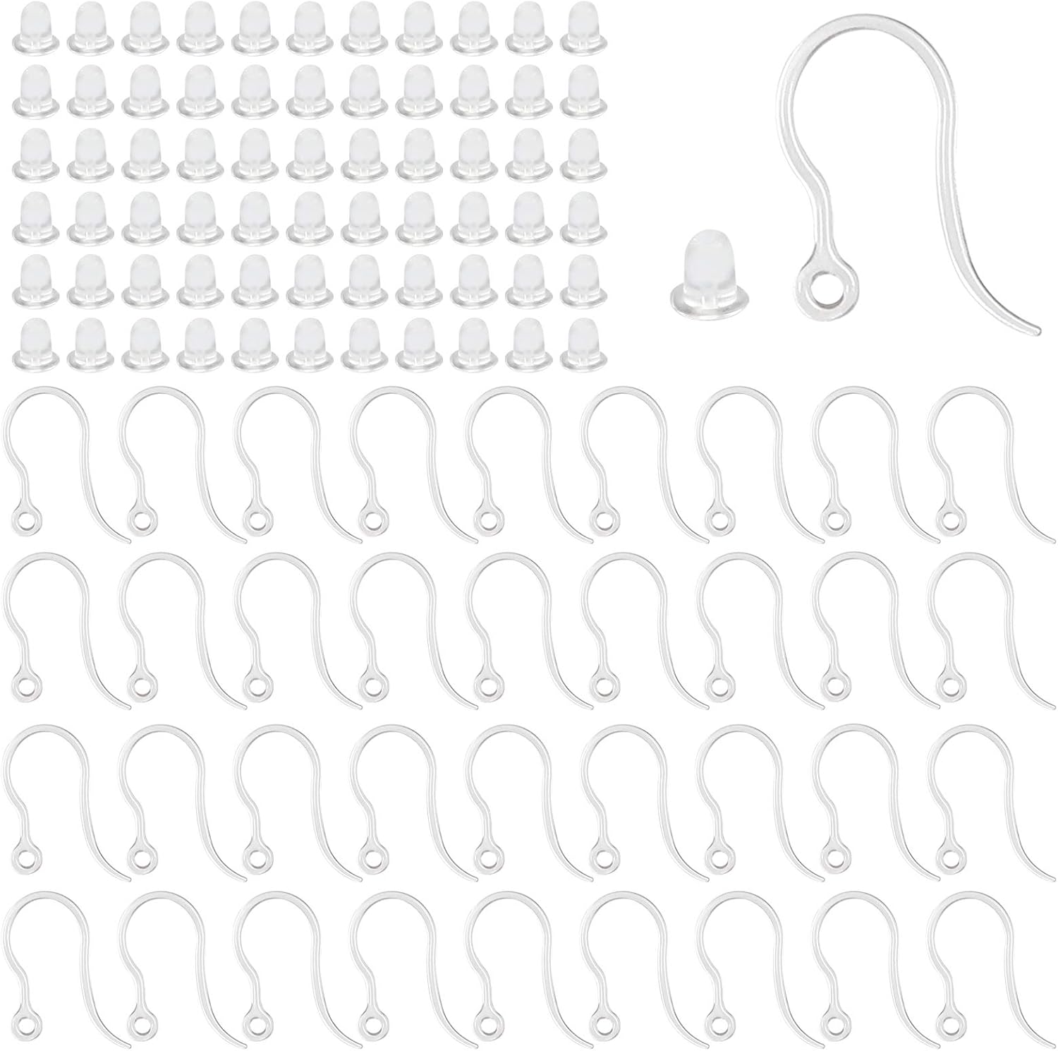 Resin Art Store - 40pcs Clear Plastic Earring Hooks Ear