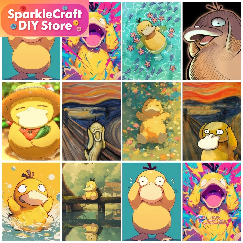 Resin Art Home Decor - 1pc frameless Psyduck Cartoon 5D Diamond