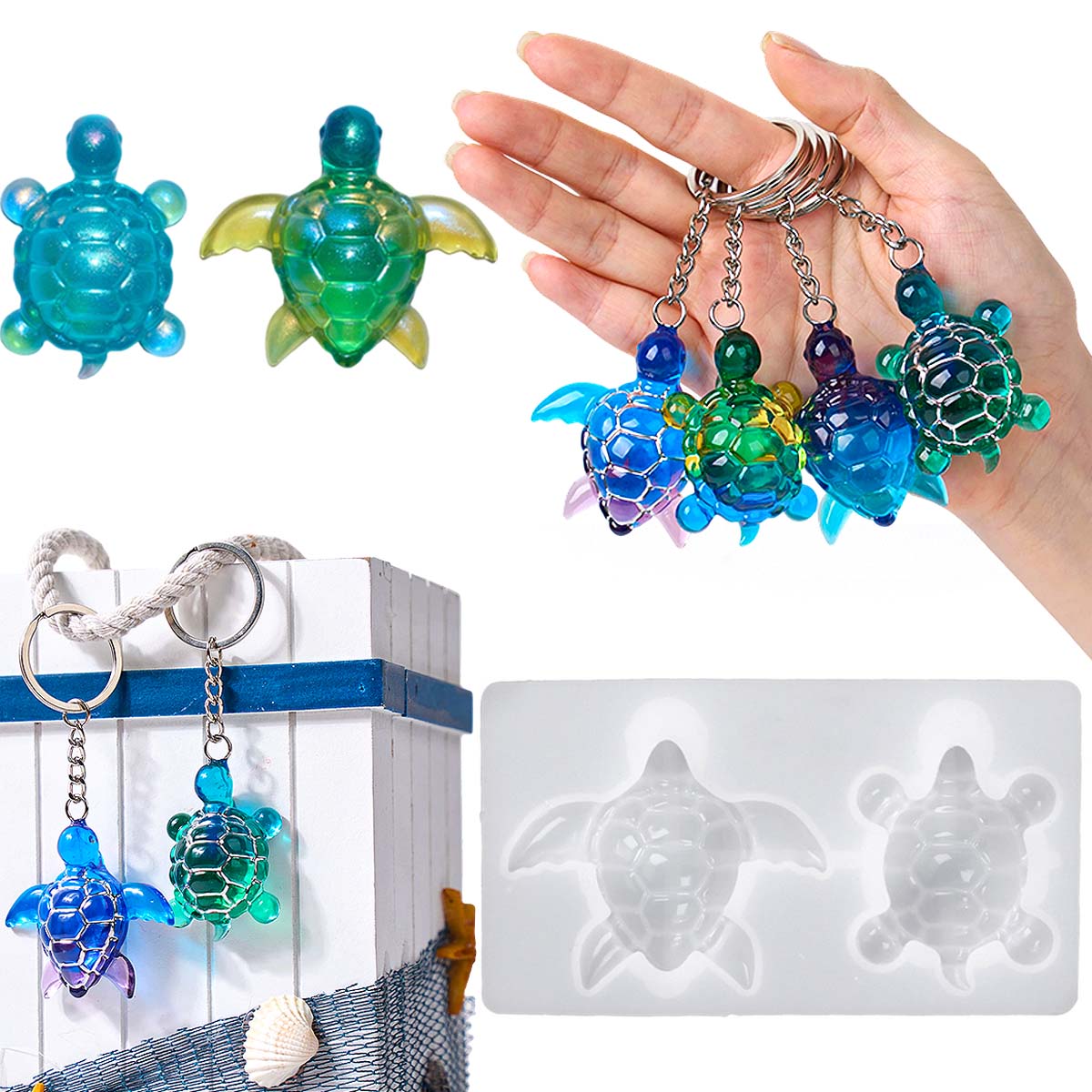 Silicone Mold Ocean - 3D Sea Turtle Keychain Silicone Mold