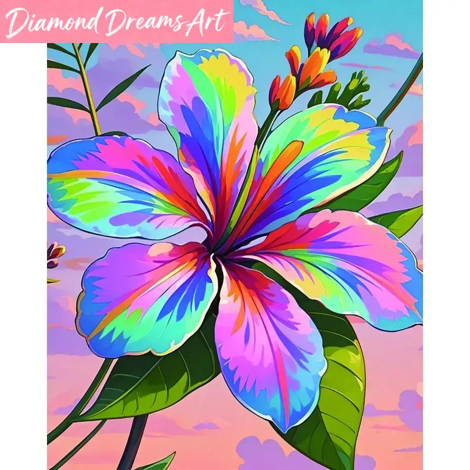 Resin Art Ideas - Frameless, Colorful Lily 5d Diamond Painting