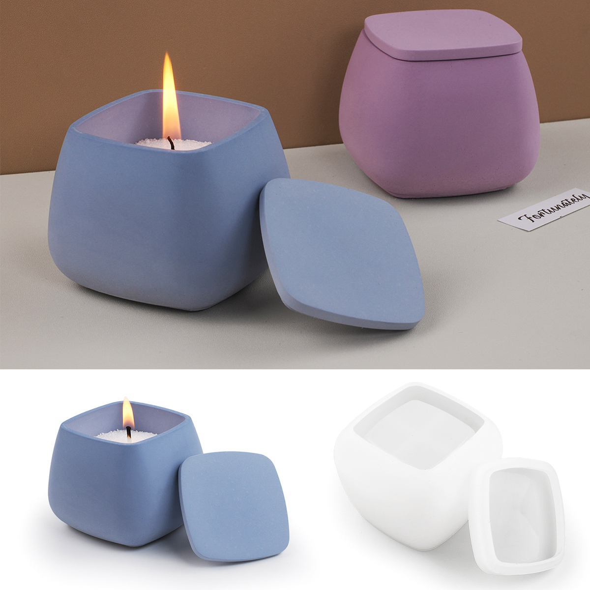 Square Candle Jar Silicone Mol - Resin Art Case ulasan dan harga