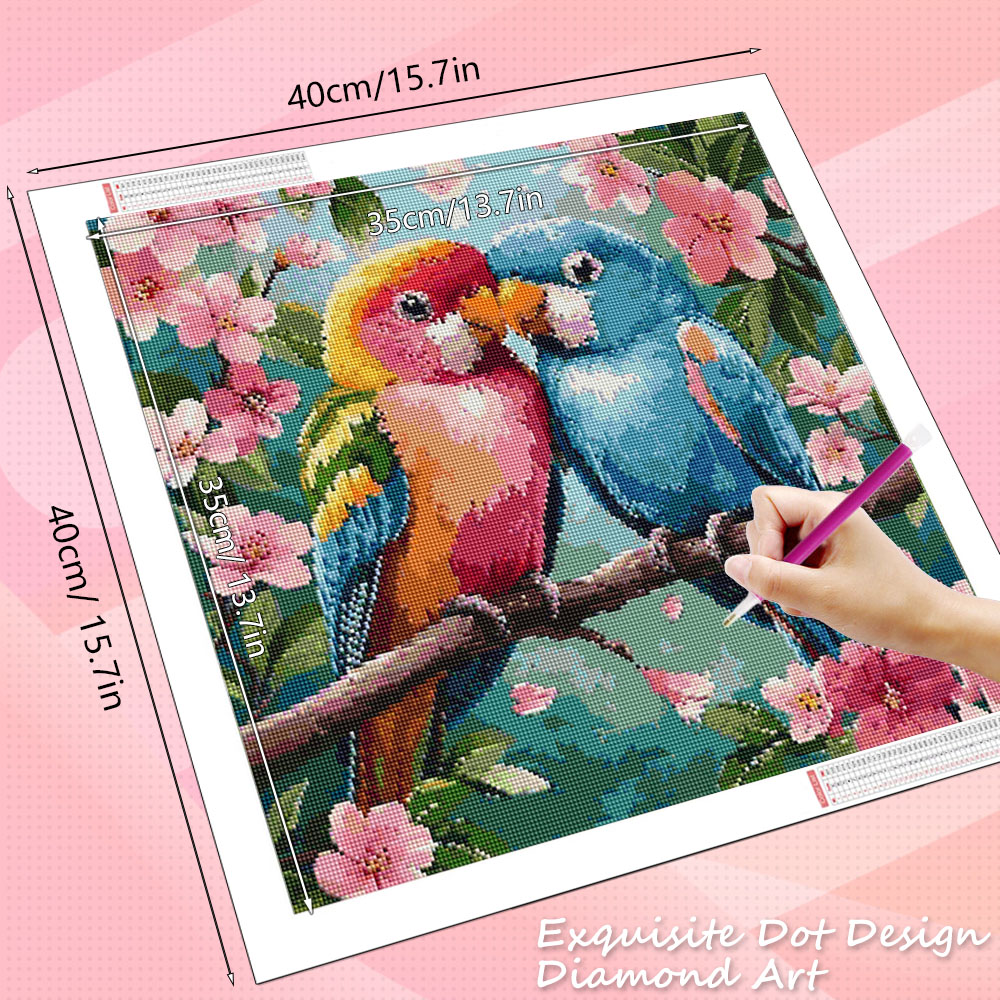 HUACAN Diamond Painting Bird F - Resin Art With Rose ulasan dan harga