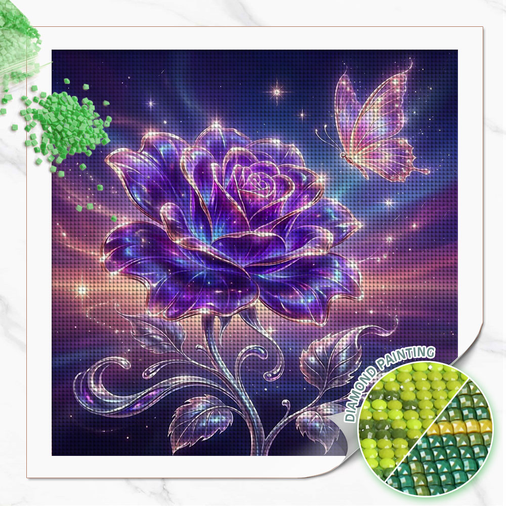 Huacan Full Square Round Diamo - Resin Art With Rose ulasan dan harga