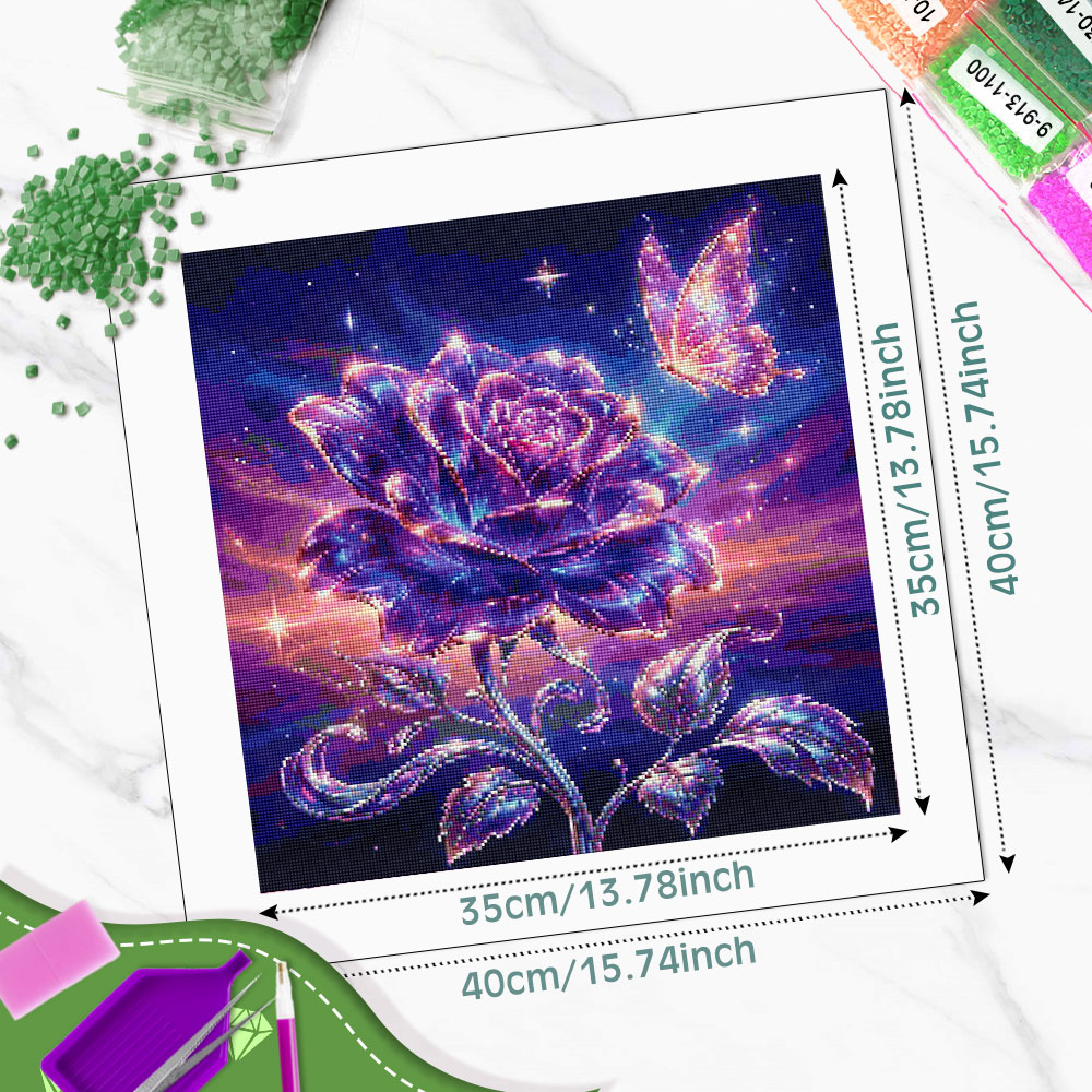 Huacan Full Square Round Diamo - Resin Art With Rose ulasan dan harga