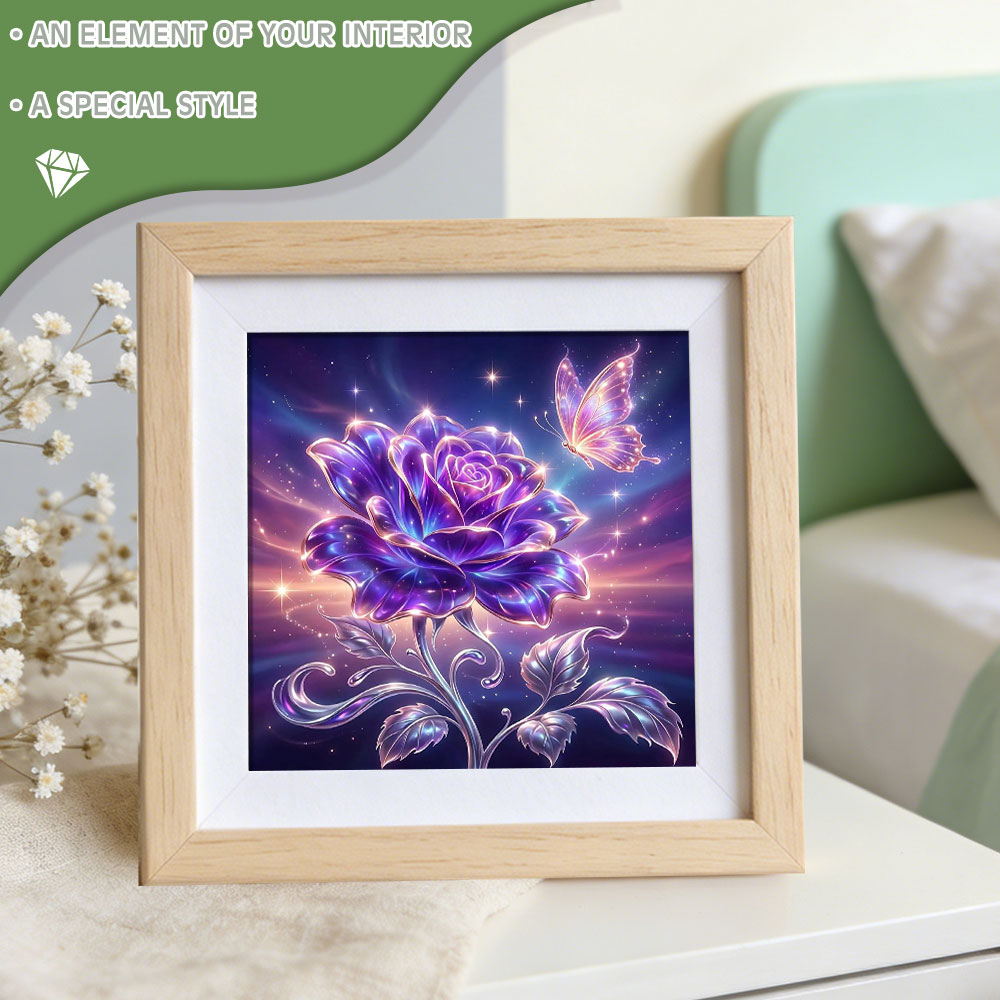 Huacan Full Square Round Diamo - Resin Art With Rose ulasan dan harga