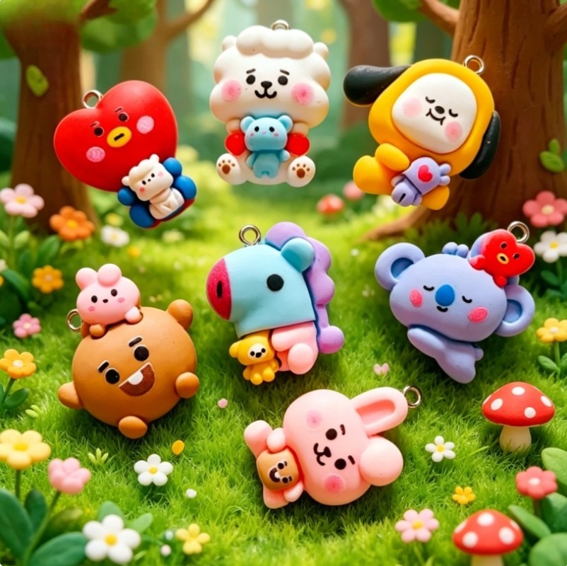 7pcs BT21 Resin Cartoon Charm  - Resin Art Store ulasan dan harga