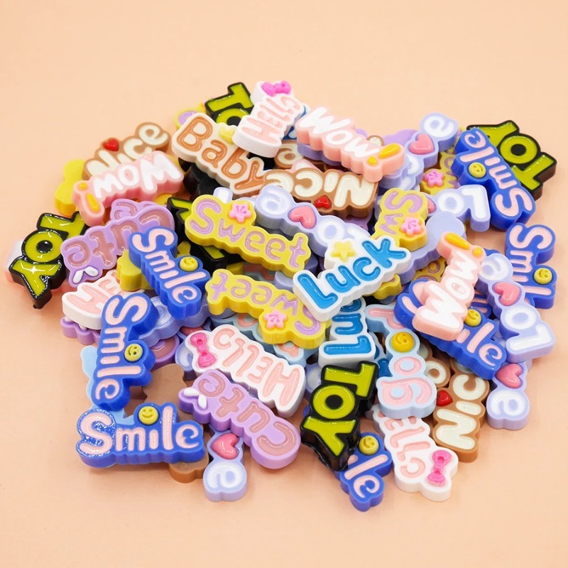 10Pcs Cute Flat Back Wow Luck  - Resin Art Phone Case ulasan dan harga