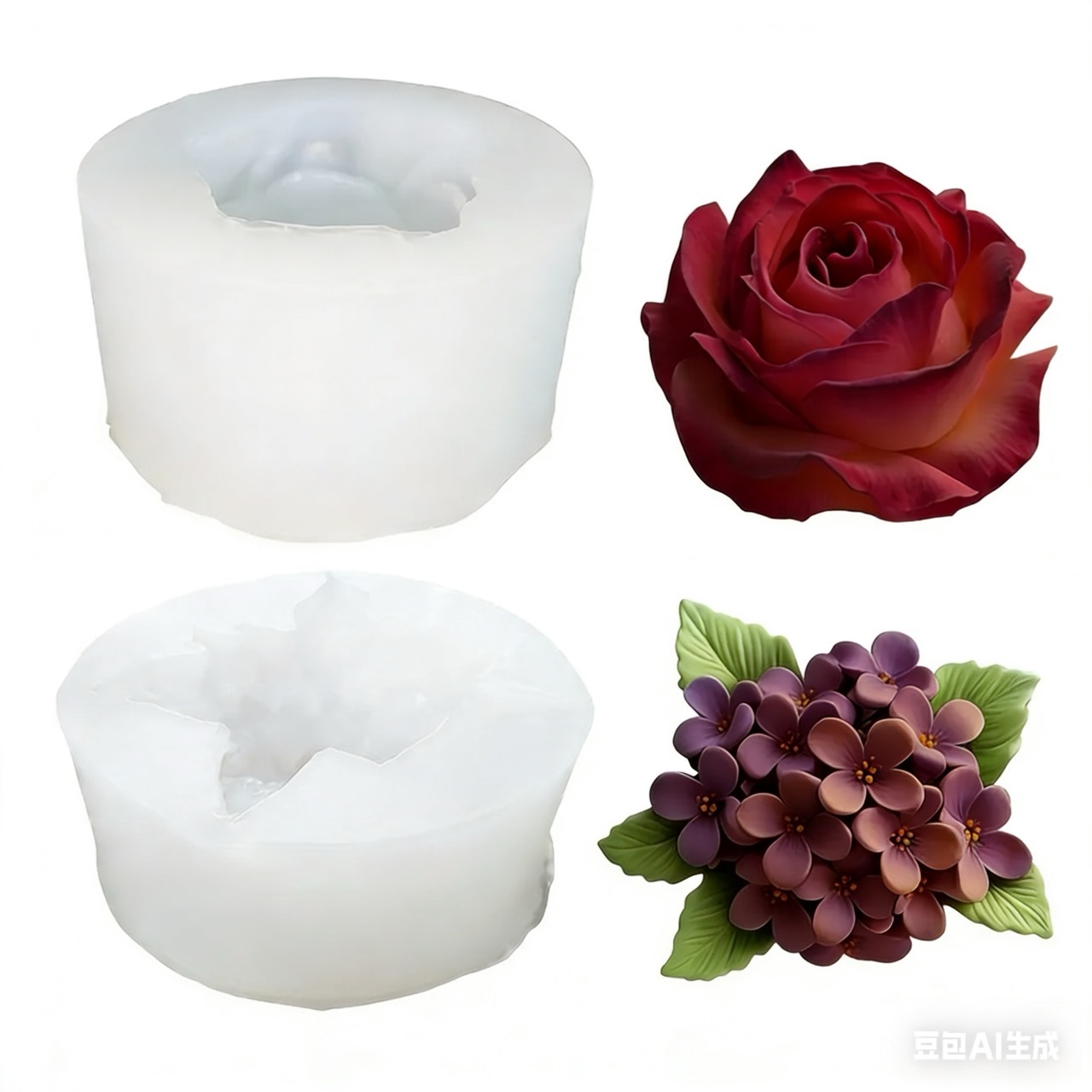 2-Piece 3D Rose and Lilac Sili - Resin Art With Rose ulasan dan harga
