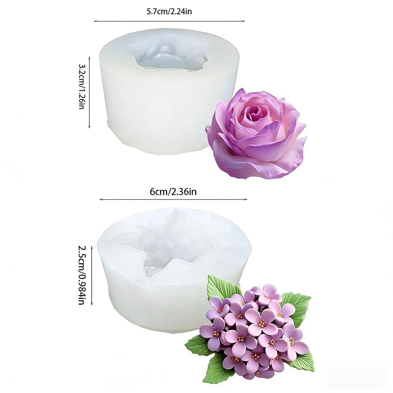 2-Piece 3D Rose and Lilac Sili - Resin Art With Rose ulasan dan harga