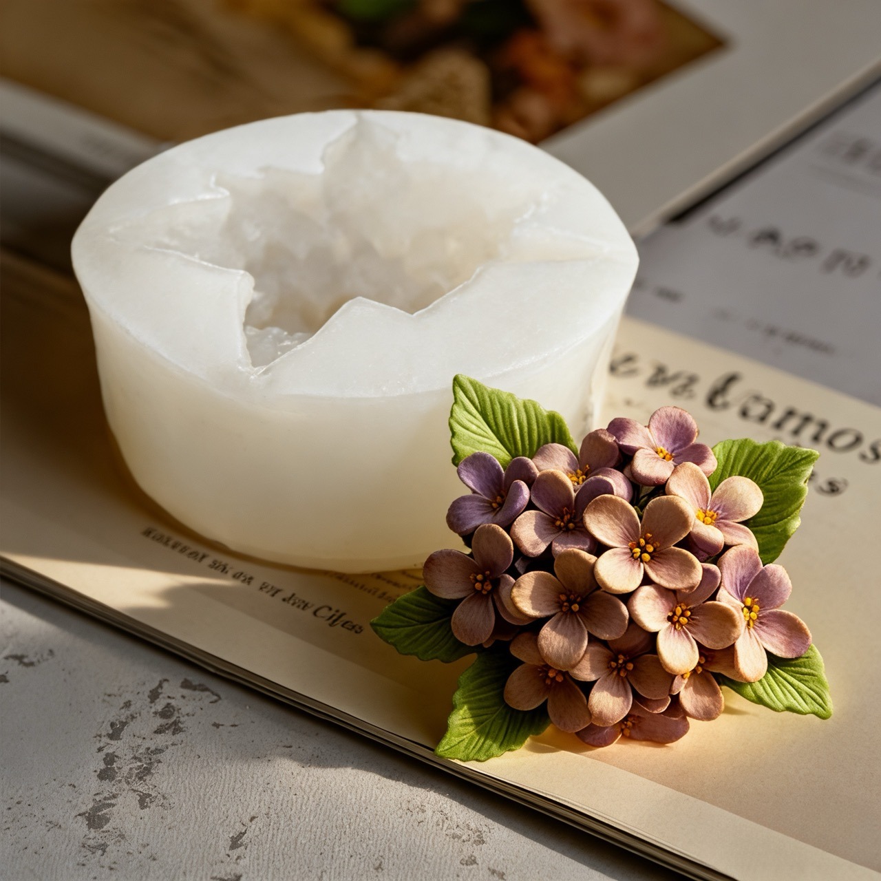 2-Piece 3D Rose and Lilac Sili - Resin Art With Rose ulasan dan harga
