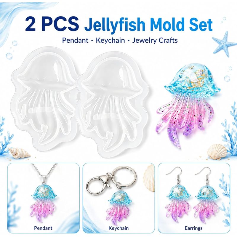 2Set of Jellyfish Resin Molds， - Silicone Mold Ocean ulasan dan harga