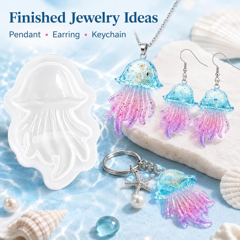 2Set of Jellyfish Resin Molds， - Silicone Mold Ocean ulasan dan harga