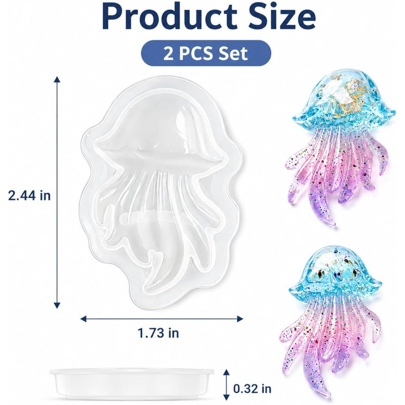 2Set of Jellyfish Resin Molds， - Silicone Mold Ocean ulasan dan harga