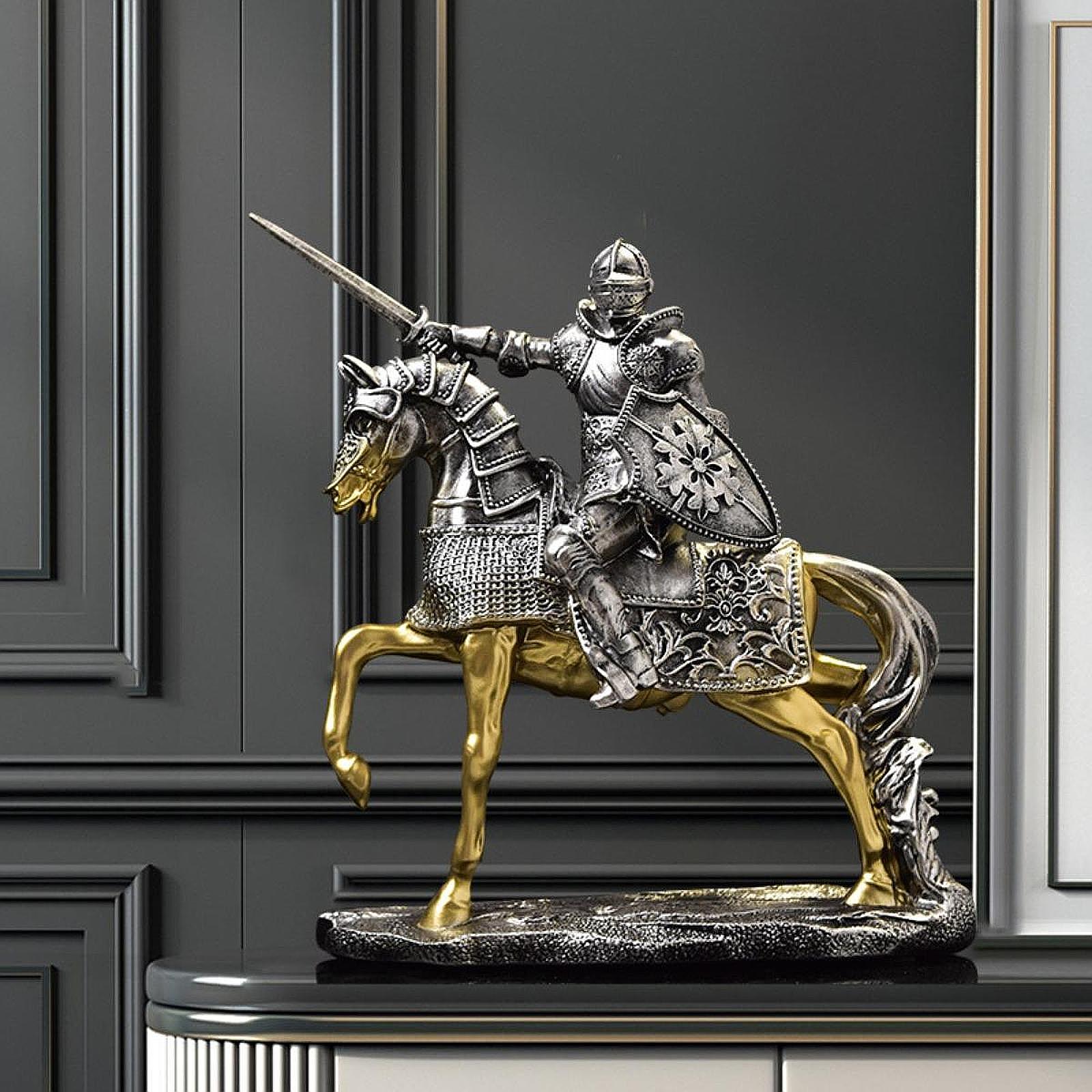 Knight Horse Statue Retro Art  - Resin Art Table Top ulasan dan harga