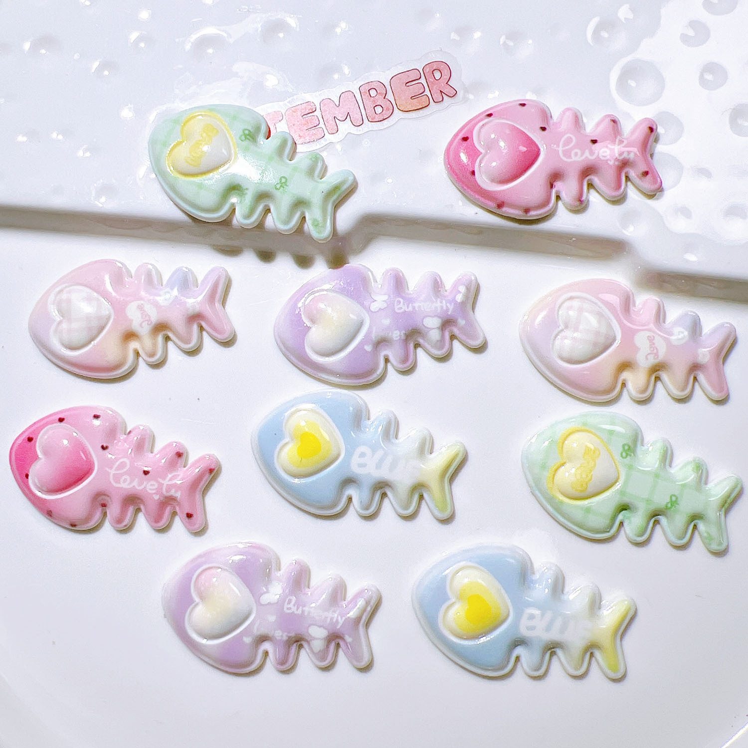20Pcs Acrylic Fish Bones Plana - Resin Art Phone Case ulasan dan harga